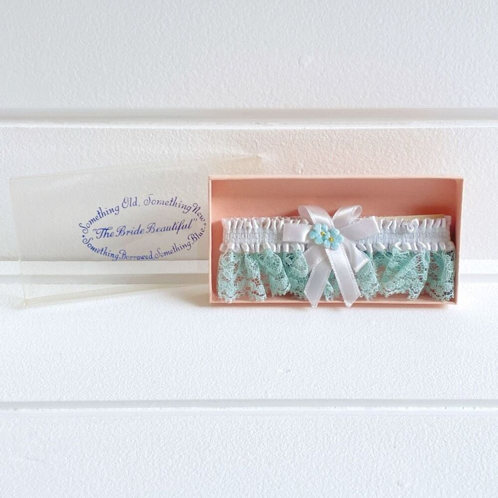 Vintage The Bride Beautiful Something Borrowed Something Blue Wedding Garter NWT